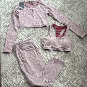 3 Piece Fleur Texture Pink Gymshark Set